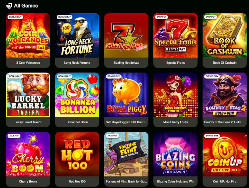 games list cashwin casino
